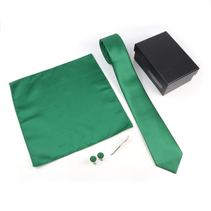 7 على شكل وشاح مربع وربطة عنق للرجال من ثلاث قطع حكيم أخضر وردي أزرق نبيذ أحمر ربطة عنق مخططة - Product Image 3