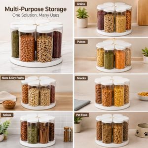 Distributeur de céréales rotatif à 6 compartiments, conteneur de stockage de grains hermétique, seau à riz rotatif à 360 degrés, organisateur de stockage alimentaire - Product Image 6