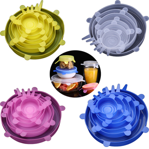 Flexible Food Fresh Storage Lids Eco-friendly Reusable Silicone Stretch Cover 6 Size