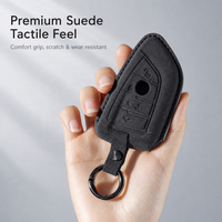 Housse de clé de voiture en cuir de luxe pour Série 5 320i 530 X1 X3 X5 X7, étui pour clé à lame avec boucle métallique de protection