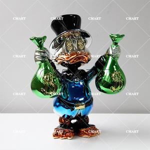 Escultura Personalizada de Pato con Bolsas de Dinero, Colores Cromados, Escultura Pop Art de Scrooge McDuck, Estatua de Pato al por Mayor - Product Image 4