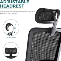 Chaise de bureau ergonomique en maille, chaise d'ordinateur à dossier haut avec appui-tête réglable, Support lombaire, fonction d'inclinaison