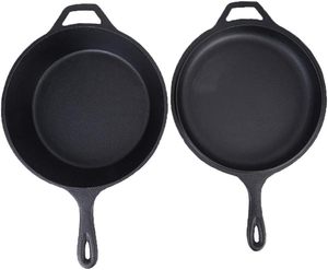 2 in1 forno olandese Pre-stagionato in ghisa <span class=keywords><strong>pentole</strong></span> e padelle antiaderenti Set fornello combinato barbecue da campeggio casseruola di cottura sana - Product Image 2
