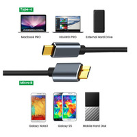 Connecteur de câble Micro B type-c vers USB 3.0 de haute qualité, câble de disque dur externe 5Gbps pour ordinateur de disque dur