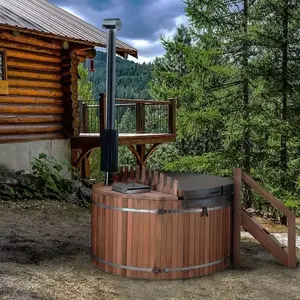 2022 penjualan terbaik desain baru luar ruangan bak panas Cedar bak mandi pembakar kayu Spa bak panas portabel