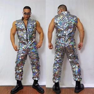 Body de Lentejuelas de Espejo para <span class=keywords><strong>Hombre</strong></span> Bailarín en Escenario Traje para Discoteca Bar Atuendo <span class=keywords><strong>Rave</strong></span> Ropa para Actuación de Gogo Dance - Product Image 1
