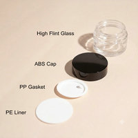 Pot en verre sodocalcique transparent à parois droites de 15 ml, 30 ml, 50 ml, 1 oz pour crème visage, baume, soin de la peau, tonique, imprimé en sérigraphie, estampé or