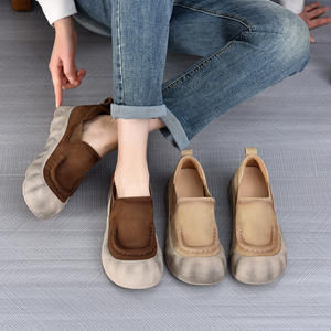 2025 printemps nouveau Style en cuir véritable mocassins décontractés chaussures simples faites à la main avec bout rond et talon plat Style de marche rétro - Product Image 3