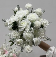 Boule de fleurs artificielles J-FB220, centre de table, boule de fleurs blanches pour décoration de mariage, boules de fleurs en soie pour centre de table