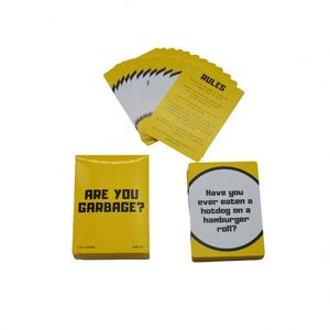 FUXI <b>GAME</b> Are You Garbage? Double-Sided Flash Cards Party <b>Game</b> Yellow Cardboard Deck Glossy Finish Square Corners - Product Image 2