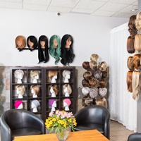 Support mural personnalisé pour salon de coiffure, présentoir métallique pour têtes de mannequin, extensions de cheveux naturels à lacet frontal, tresses et perruques