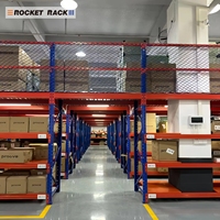 Estanterías Industriales Resistentes para Entrepisos, Estanterías de Acero de 4 Niveles, Capacidad de Carga de 500 kg/m², ROCKET RACK