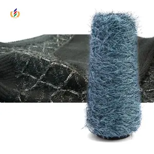 Пряжа для одежды для домашних животных 2 нм 60% полиэстер 40% металлическое перо длиной 2 см 4 см смешанная пряжа для вязания крючком