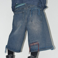 Shorts en jean vintage déchirés coupe ample évasée pour homme, qualité supérieure, style streetwear, poids moyen