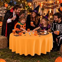 Nappe de table Trick or Treat ronde de 84 pouces, nappe imperméable orange pour la table de bonbons d'Halloween pour enfants