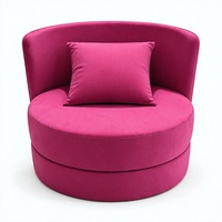 Rosa Samt Runder Akzent-Sessel Gepolsterter Lounge-Sessel für Wohnzimmer Hotel Event-Bestuhlung