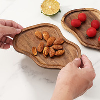 Creatieve massief houten acaciahouten pinda-vormige moderne minimalistische houten schaal theekopje houten dienblad voor fruit snacks serveerschaal