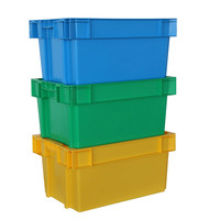 Caisses de transport industrielles robustes en plastique pour le commerce électronique, bacs de stockage empilables et emboîtables pour le transport de poissons