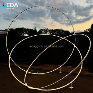 LEDA Outdoor Event Party White Metal <b>Backdrop</b> Wrought Iron Circular LED Background <b>Stand</b> for Wedding - Product Image 4