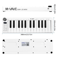 Clavier MIDI portable M-VAVE SMK-25 MINI - 25 touches, action à ressort, boutons de pitch/modulation, compatible sans fil, Type-C, pour PC/Mac/iOS