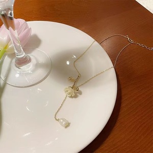 Collana da donna con rosa rosa squisita retrò francese stile puro desiderio - Product Image 5