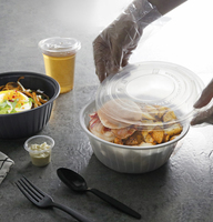 Boîte alimentaire rectangulaire jetable en plastique avec couvercle, bol en PP, micro-ondable, type clamshell, pour restaurant, 16oz/26oz