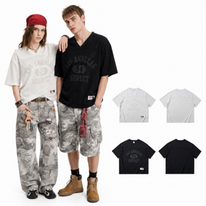 T-shirt imprimé lettres sportif confortable de marque tendance, nouveau produit printemps/été, style rétro américain - Product Image 1