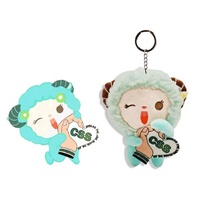 Personnalisation d'usine Logo Animal Anneaux En Peluche Jouets Porte-clés En Peluche Personnalisé