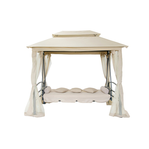 Kursi Ayun Taman 3 Dudukan dengan Gazebo Atap Ganda Rangka Baja untuk Taman - Product Image 2