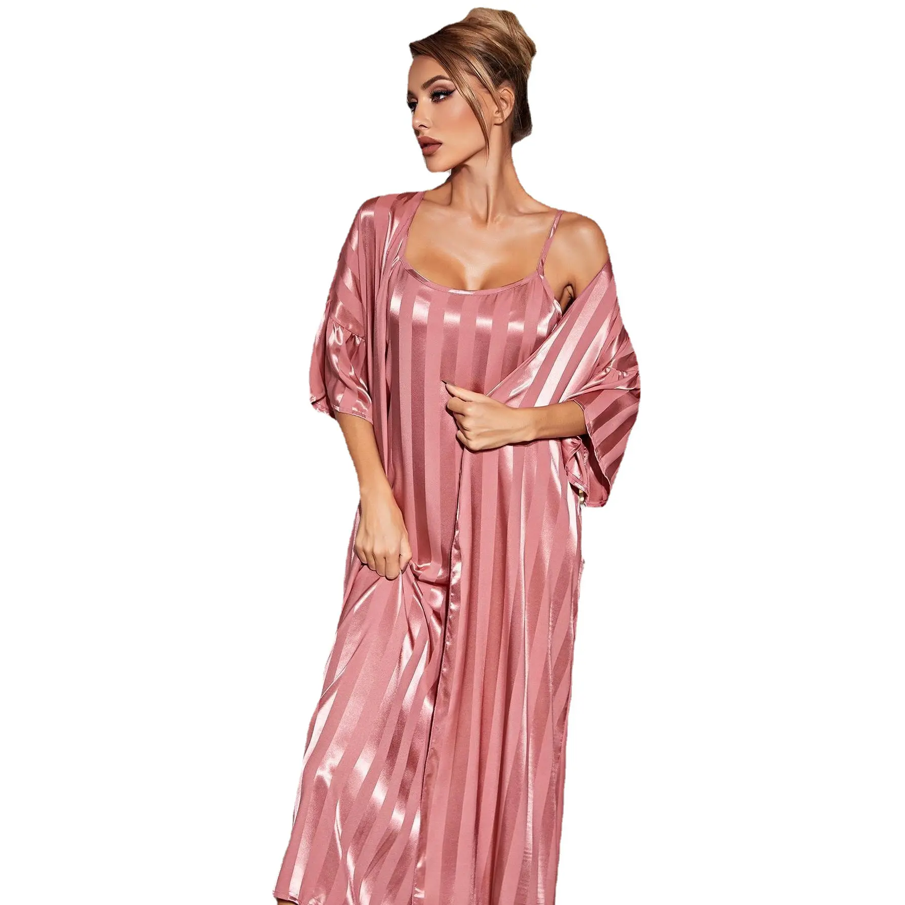 Maqvo Robe Dames Satijnen Pyjama Sexy Nachtjurken Dragen Lange Set Nachtjapon Vrouwen Slapen Jurk Sexy Nacht Full Length