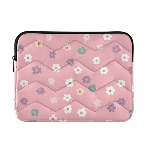 New Arrival Custom Pink Floral Print <b>Computer</b> Messenger Laptop <b>Accessories</b> Grid Protective Case Laptop Sleeve - Product Image 1