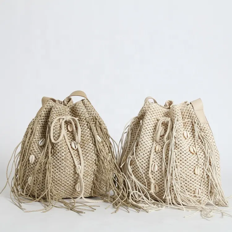 bohemian summer beach women new collection weave PE(polyethylene) straw bag shell single shoulder cross body handbag bucket
