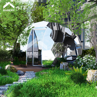 Dôme géodésique de luxe en verre miroir, tente igloo sphérique personnalisée 6m 4m pour jardin, idéal pour les centres de villégiature en plein air, le glamping et les hôtels