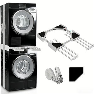 Kit de apilamiento para lavadora y secadora, color negro, con estante extraíble, universal, ajustable de 24 a 29 pulgadas, para lavadora y secadora - Product Image 3