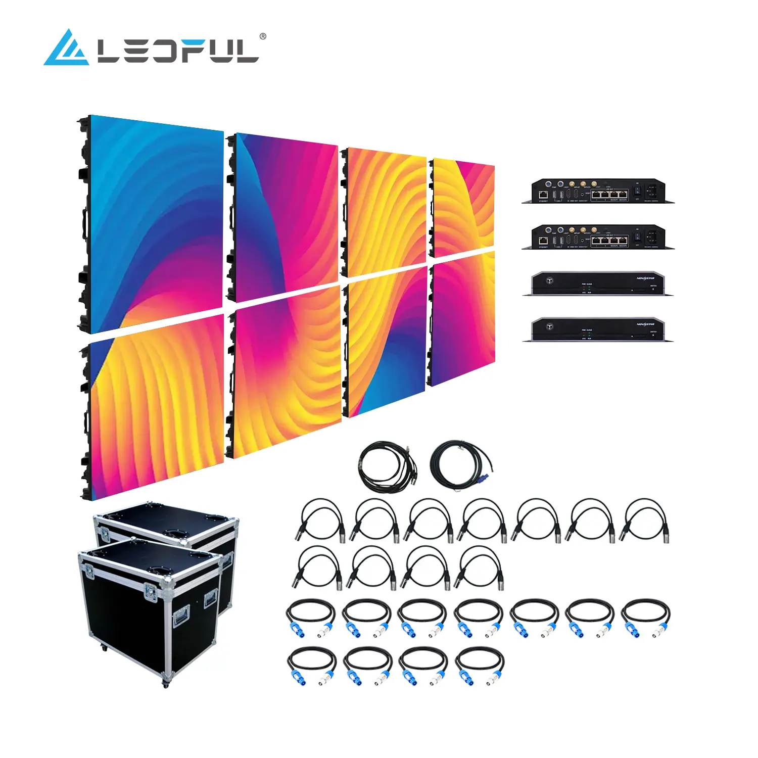 500 × 500 شاشة عرض ليد خلفية مسرح عملاقة داخلية خارجية P2.6 P2.9 P3.91 P4.81 شاشة عرض ليد للإيجار بدون درزات