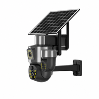 Caméra de sécurité solaire PTZ à triple objectif sans fil 4G, 3 écrans HD, vision nocturne couleur