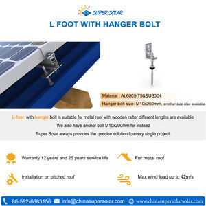Support de toit photovoltaïque système de montage solaire pince de pieds en L personnalisée avec boulon de suspension pour montage sur toit de panneau solaire 80mm - Product Image 5