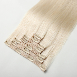 Extensiones <span class=keywords><strong>de</strong></span> Cabello Humano Remy <span class=keywords><strong>de</strong></span> Alta Calidad con Clip, Cabello Ruso con Cutícula Alineada, Doble Trama - Product Image 1