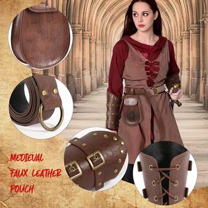 Medieval Leather Belt Arm Bracers Fanny Pack Pouch Costume Accessory Brown 14 Years Up - Product Image 4