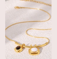 N0611 mode 18k kalung lapis emas Titanium berlian perhiasan batu mata harimau kalung liontin untuk wanita