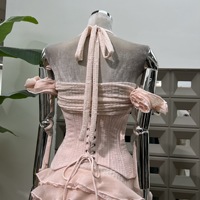 Ensemble jupe femme OUDINA, jupe décontractée à ruban irrégulier et pompon, 3 pièces