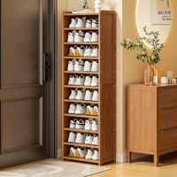 Meuble à chaussures Tenghang Simple Ultra-Mince en Bambou – Modèle Compact pour Couloirs/Entrées Étroits – Anti-Poussière et Gain de Place