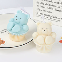Neue Ideen Handgemachte kreative Silikon Kerzen form Niedliche Bär Schokoladen kuchen form Kerze Aroma therapie Harz Tonform