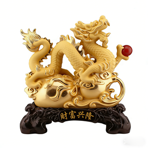 รูปปั้นมังกรจีนทำจากเรซิ่น งานศิลปะเพ้นท์มือ สำหรับตกแต่งบ้านภายใน - Product Image 5