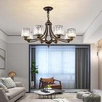 Yihao luxe moderne or laiton lampe à LED Style américain pendentif lumière pour salon petite taille plafond monté lustre