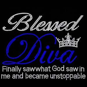Custom Blessed Diva Religiosa Hot Fix Rhinestone Transferencia de Calor Motivo Diseño Hierro en Ropa - Product Image 6
