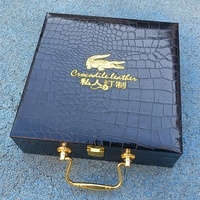 Boîte en cuir PU pour vêtements chaussures cadeaux poignée en métal de luxe boîte en cuir de faux crocodile logo imprimé