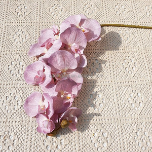 EG-O281 9 Cabezas de Flor, Flores Artificiales de Orquídea con Tacto Realista 3D en Turquesa, Azul Pavo Real, Morado <span class=keywords><strong>y</strong></span> Blanco para Decoración de Bodas <span class=keywords><strong>y</strong></span> Hogar - Product Image 4