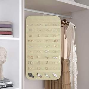 ホットブラックハンギングジュエリーオーガナイザー両面48/80ポケット収納メタルフックホルダー（イヤリング、ネックレス、指輪、ブレスレット用） - Product Image 3