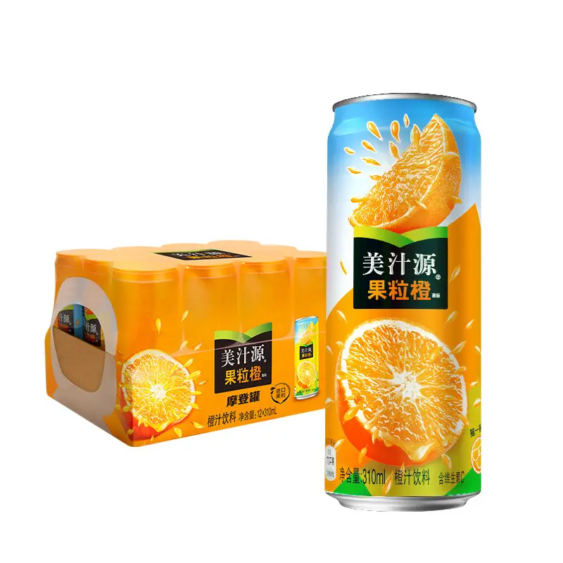 Großhandelspreis 310 ml × 12 Dosen Orangensaft und kohlensäurehaltige Softdrinks exotische Snacks mit Frucht- und Soda-Geschmack